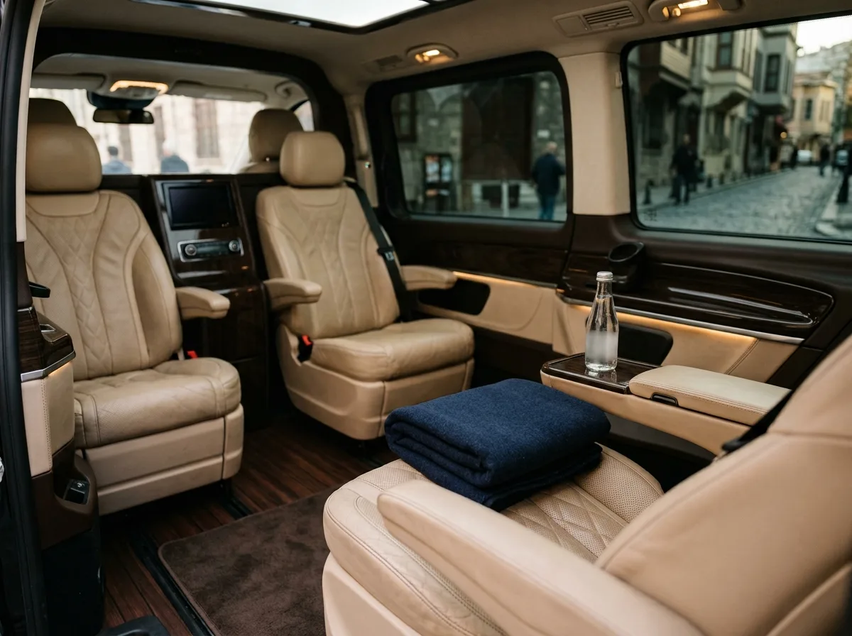 TristGo Mercedes Vito aracının konforlu VIP iç mekânı